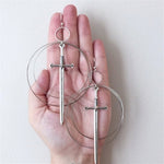 Excalibur Double Hoop Earrings classical Tarot Occult Dark Gothic Jewelry Send Women Fashion Gift Classics Exaggerate