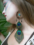Extra Long Feather Earrings - Long Brown Feather Earrings - Striped Feather Earrings - Feather Jewelry