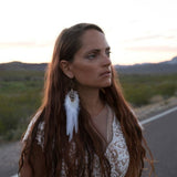 Extra Long Feather Earrings - Long Brown Feather Earrings - Striped Feather Earrings - Feather Jewelry