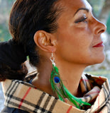 Extra Long Feather Earrings - Long Brown Feather Earrings - Striped Feather Earrings - Feather Jewelry