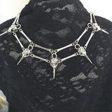 Fashion Witch Skull Raven Crow Bird Goth Pendant Choker Necklace Woodland Elven Gothic Wicca Nature Pagan Steampunk Witchy Thing - Necklace
