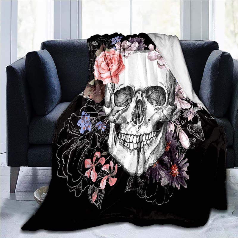  Halloween Spooky Skull Flowers Flannel Fleece Blankets, Soft  Warm Throw Blanket 40x60In Ornate Damask Texture Lightweight Sofa Bedspread  Throws for Couch/Bed/Living Room Bedroom Black : Home & Kitchen