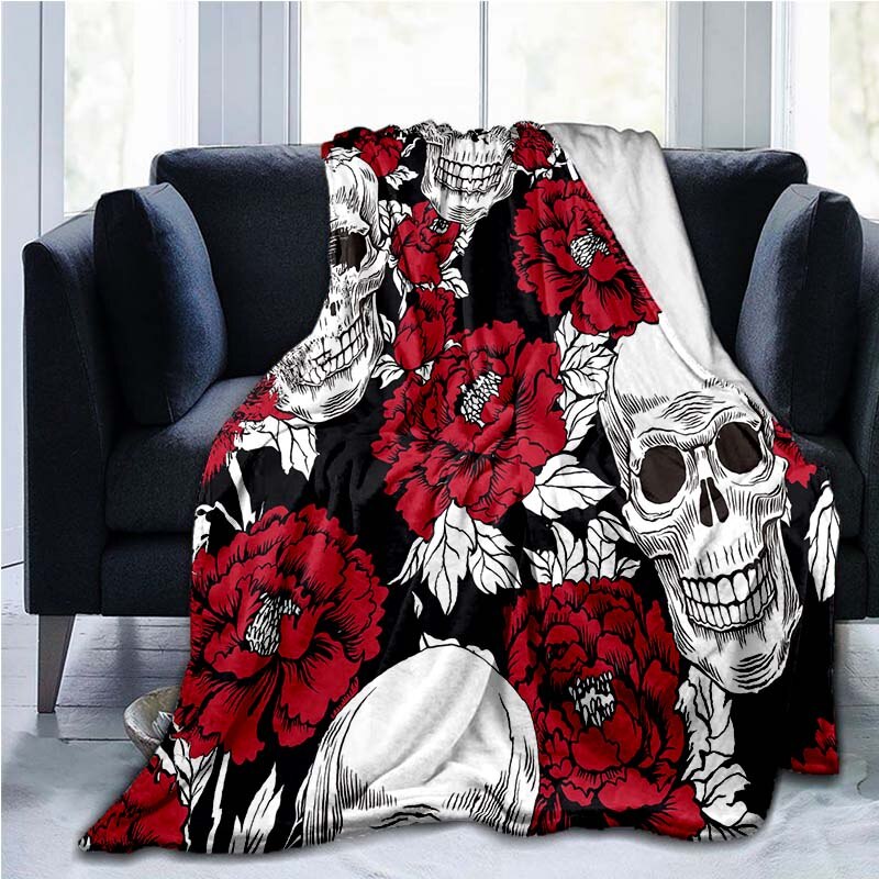  Halloween Spooky Skull Flowers Flannel Fleece Blankets, Soft  Warm Throw Blanket 40x60In Ornate Damask Texture Lightweight Sofa Bedspread  Throws for Couch/Bed/Living Room Bedroom Black : Home & Kitchen