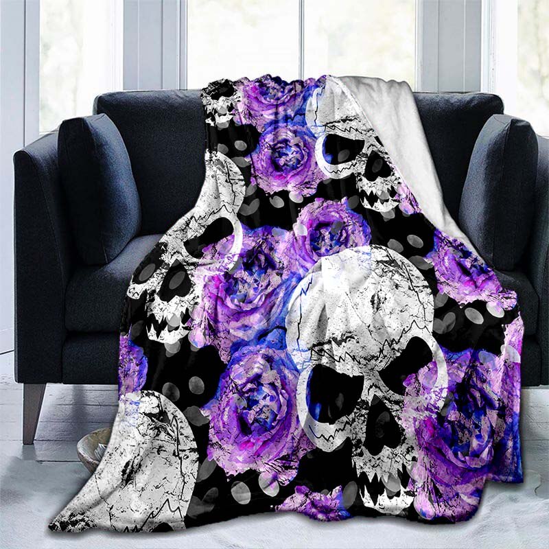  Halloween Spooky Skull Flowers Flannel Fleece Blankets, Soft  Warm Throw Blanket 40x60In Ornate Damask Texture Lightweight Sofa Bedspread  Throws for Couch/Bed/Living Room Bedroom Black : Home & Kitchen