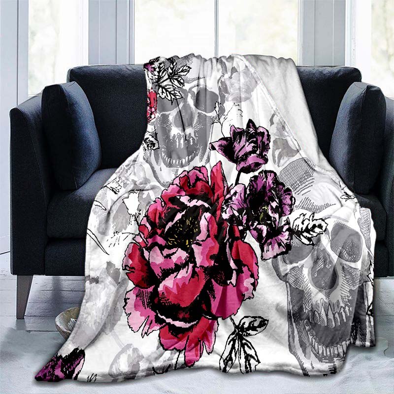 Rose and Skull Throw Blanket Soft Fleece Blankets Plush Comfy Microfiber  Throws Decor for Home Bed Couch Living Room - AliExpress