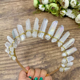 Golden headband Crystal crown quartz headdress Wicca accessories bridal decoration shooting props party gifts