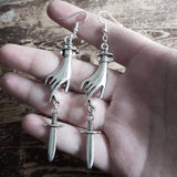Gothic Golden Moon Excalibur Earrings Ring Sword Classic Eardrop Big Sword Punk Statement Mystical Goth Jewellery Women Gift