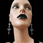 Gothic Inverted Crucifix and Pentagram Earrings with Spikes Inverted Cross Satanic Catholic Upside Down Statement Women Gift