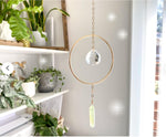 Green Aventurine Crystal Suncatcher, Crystal Point Rainbow Maker, window hanging Wall hanging garden decoration ，Self Care Gift  Wall Decor