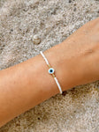 Grey string bracelet Blue evil eye Evil eye bracelet Protection bracelet