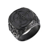 Baphomet Goat Pentagram Ring Satanic Leviathan Cross Gothic Witch Rings