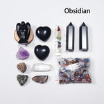 Natural Crystal Set Amethyst Clear Quartz Rose Quartz Angel Heart