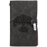 Charka Leather Magic Notebook Rune Natural Crystal Healing Clear quartz Point