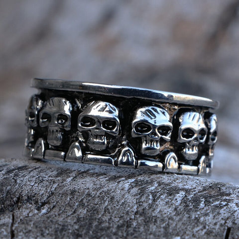 Vintage 316L Stainless Steel Biker Skull Ring