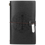 Charka Leather Magic Notebook Rune Natural Crystal Healing Clear quartz Point
