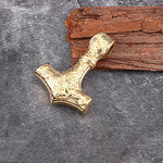 Viking Odin Hammer Anchor Norse Amulet Necklace Gold Genuine Leather Rope Chain Stainless steel Mjolnir Pendant Men Punk Jewelry
