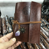 7 Chakra Leather Magic NoteBook with a Pendant of Natural Crystal Amethyst
