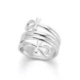 Egyptian Double Coil Ankh Cross Rings For Women Jewelry Stainless Steel Ring Africa Egypt Finger Ring Wedding Party Gift