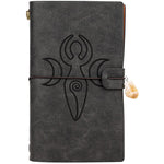 Charka Leather Magic Notebook Rune Natural Crystal Healing Clear quartz Point