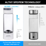 Hydrogen Rich Water Generator Bottle - Glass Cupbody - DuPont SPE &amp; PEM Dual Chamber Maker lonizer - H2 Inhalation device