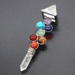 KFT Natural Stone Pyramid 7 Chakra Points Energy Generator Reiki Chakra Healing Crystal Stone Transmitter Jewelry