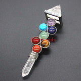 KFT Natural Stone Pyramid 7 Chakra Points Energy Generator Reiki Chakra Healing Crystal Stone Transmitter Jewelry
