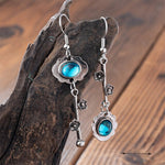 New 3 Colors Retro Plum Blossom Pendant Drop Earrings Hanging Ear Moonstone Key Shape Stud Earrings Female Fashion Jewelry Girl