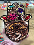 Hamasa hands sugar skulls ceramic coasters with cork base Drinks Absorbent Stone