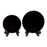 Natural Black Obsidian Circle Disk Round Plate  Mirror Smoking Crystal Stone