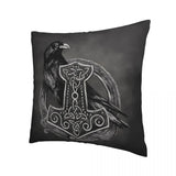 Mjolnir The Hammer Of Thor And Raven Pillowcase Viking Norse Mythology Backpack Cushion For Sofa Throw Pillow Case Decorative