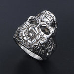 Vintage Flower Skull Ring 316L Stainless Steel Punk Skull Rings