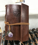 7 Chakra Leather Magic NoteBook Crystal Amethyst Point Journal Diary