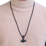 Viking Odin Hammer Anchor Norse Amulet Necklace Gold Genuine Leather Rope Chain Stainless steel Mjolnir Pendant Men Punk Jewelry
