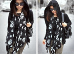 Summer Beach Long Shawl Fahion Skull Print Chiffon Silk Scarf Mulim Hijab