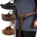 Medieval Embossed Viking Renaissance Knight Buckles Belt Leather Waistband