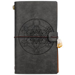 Charka Leather Magic Notebook Rune Natural Crystal Healing Clear quartz Point