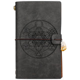 Charka Leather Magic Notebook Rune Natural Crystal Healing Clear quartz Point