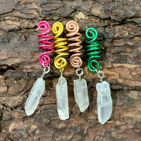 Hair Beads Raw Crystal Colorful Hair ring Pentagram Viking Spiral Sneak Beaded Hair Braids  Wicca Accessories
