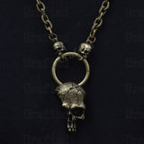 Half Skull Skeleton Pendant Necklace Pagan Gothic Steam Punk Jewelry For Party