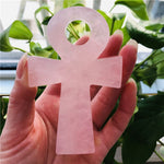 Hand carved healing crystal Anka cross natural stone anka decorative carving craft