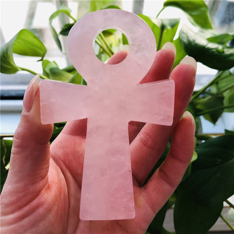Hand carved healing crystal Anka cross natural stone anka decorative carving craft