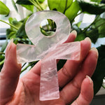 Hand carved healing crystal Anka cross natural stone anka decorative carving craft