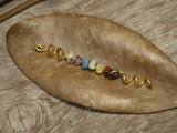 Handmade colorful crystal hair ring natural crystal hair beads Viking spiral hair tresses jewelrys