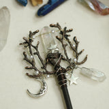 Handmade crystal natural amethyst hairpin wood hairpin bridal hair comb crystal hair ornament BOHO wedding gift