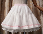 Adult Women Winter Warm Fleece Mini Pleated Pant Skirt Band Waist White Sweet Cute Lolita Skirt Costume For Lady &amp; Preppy Girls