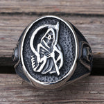 Gothic Death Sickle Skull Ring Men Death Scythe  Biker Ring