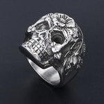 Vintage Flower Skull Ring 316L Stainless Steel Punk Skull Rings
