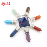 KFT Natural Stone Pyramid 7 Chakra Points Energy Generator Reiki Chakra Healing Crystal Stone Transmitter Jewelry