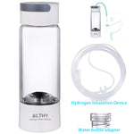 Hydrogen Rich Water Generator Bottle - Glass Cupbody - DuPont SPE &amp; PEM Dual Chamber Maker lonizer - H2 Inhalation device