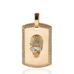 Viking Magic~Hop Iced Out Bling Skeleton Skull Pendant Necklaces Gold Color Titanium Stainless Steel Dog Tag Necklace for Men Jewelry HE162